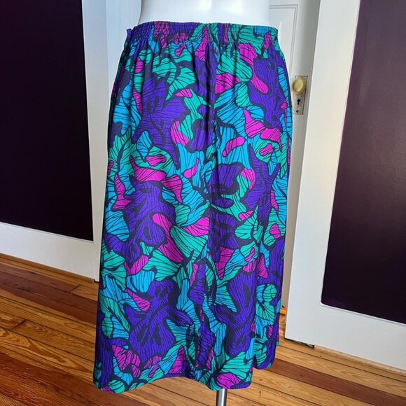80s vaporwave leaf pattern skirt - Picture 2 of 7